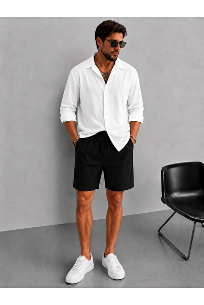 S&A DESIGN Men's Summer Ottoman Twill Fabric Shorts-Shirt Set