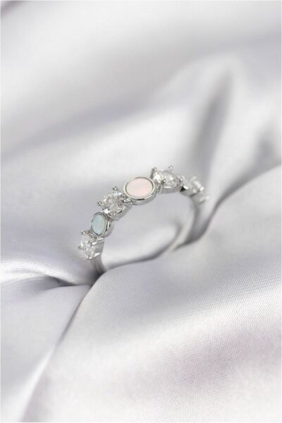 Generic Brand Silver Color Minimal Plate and Zircon Stone Women's Ring