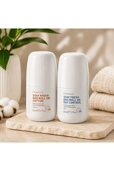 Farmasi Stay Fresh Kadın Erkek Roll On Deodorant Seti Cotton + Day Control 2 ...