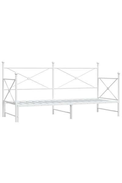 vidaxl Pat de zi cu șuviț fără saltea Alb 90x200 cm Oțel