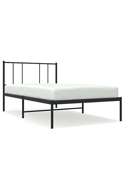 vidaxl Cadru de pat metalic cu tăblie, negru, 75x190 cm