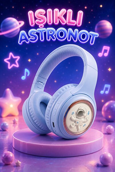 kawigo Işıklı Mavi Renk Astronot Bluetooth Kulaklık LED Tasarım Kablosuz Kula...