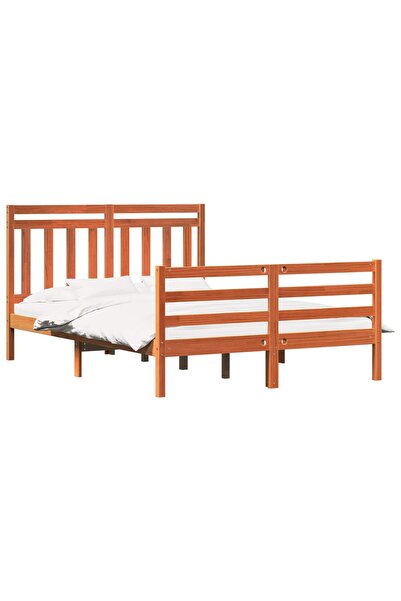 vidaxl Cadru de pat cu headboard Maroniu cerat 140 x 200 cm
