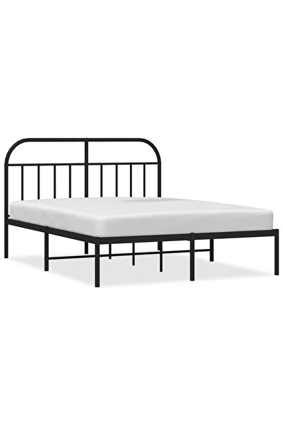 vidaxl Cadru de pat metalic cu tăblie, negru, 135x190 cm