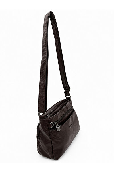 Sanmorris Adjustable Wide Strap Multi-Compartment Washed Leather Women's Cros...