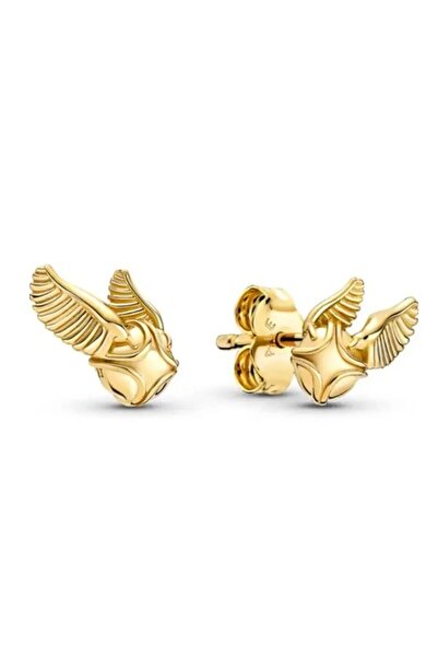 Pandora Harry Potter Gold Kanatlı Snatch Kuş Küpe 925 Ayar Gümüş