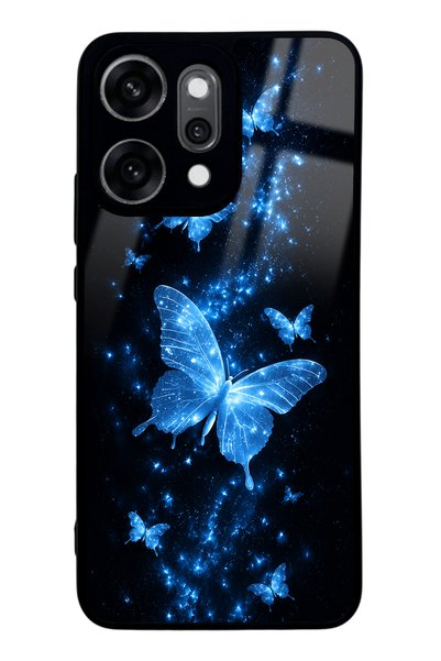 Spoyi Oppo Reno 14 Pro Blue Galaxy Butterfly Design Glossy Phone Case
