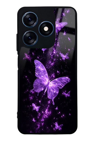 Spoyi Tecno Spark 10 Purple Galaxy Butterfly Design Glossy Phone Case