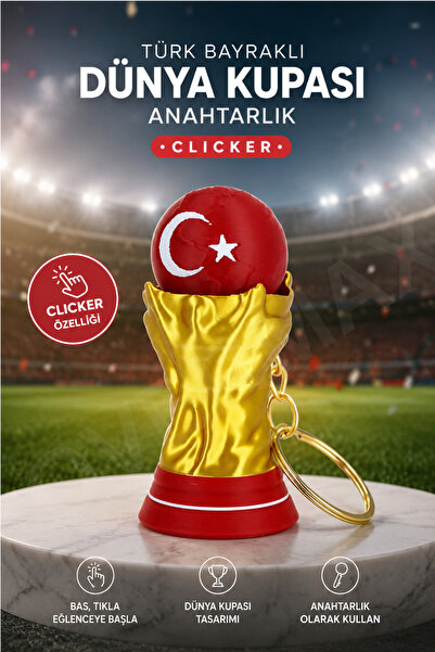 OVERMAX Dünya Kupası Türk Bayraklı Clicker Anahtarlık – Bas-Tık Eğlencesi