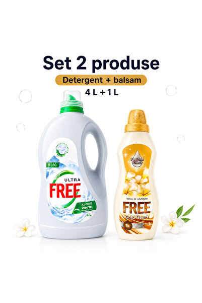 FREE Set 2 Produse pentru Rufe, Ultra Alpine White 4 L, Gold Heart 1 L, Deter...
