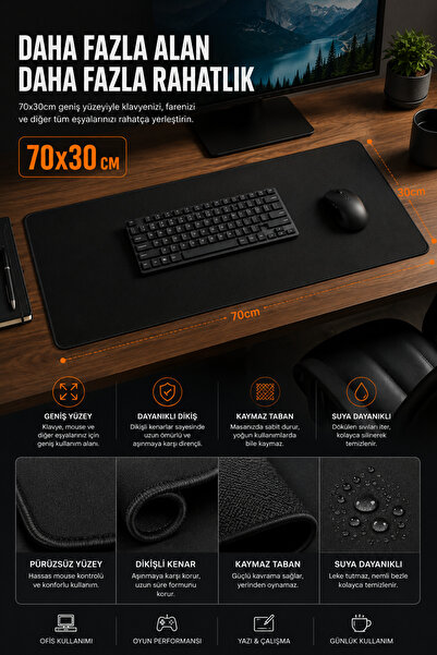 COZY SENSE Dev Boy 70x30 cm Oyuncu Mouse Pad Masa Boyu Gaming Mouse Altlığı