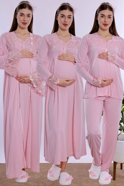 ByLohusa Pregnant and Postpartum Set with Breastfeeding Features Effortt - Pink