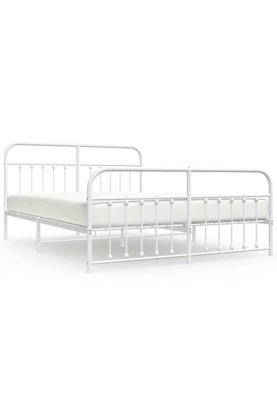 vidaxl Cadru de pat metalic cu tăblie de cap/picioare, alb, 183x213 cm