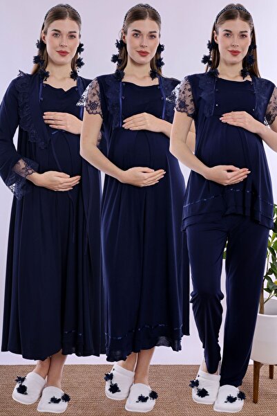 ByLohusa Cotton Maternity and Breastfeeding Set Effortt - Navy Blue