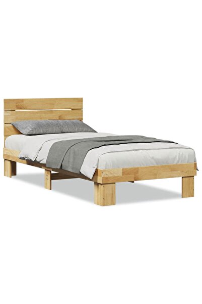 vidaxl Cadru pat cu tăblie fără saltea 75x190 cm lemn masiv de stejar
