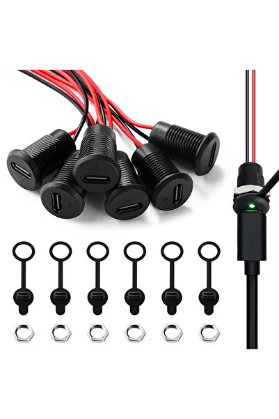 KUO Conector USB-C Tip Mama Pentru Montaj Pe Panou, KUOQIY, 6 Bucati Cu Fire ...