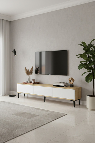 cnyr TSA1899DB APLOS TV STAND, TV SEHPASI SAFİRMEŞE-BEYAZ 180CM