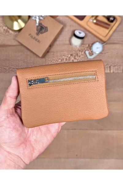 Fil Deri Genuine Leather Card Holder Zippered Small Women's Wallet 2152