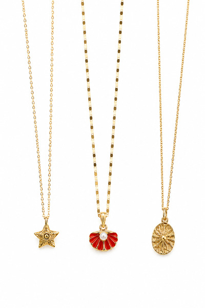 Alexis Carrel June Vintage 3'lü Kolye Seti Gold