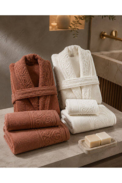 Newsevinç Ev Tekstili Family Size Maxi Bathrobe Set – Soft Textured Set of 8