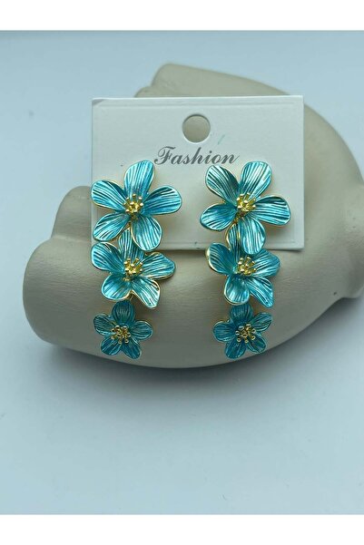 BİJU YILMAZ Blue Triple Flower Dangle Earrings - 26Vipkb17