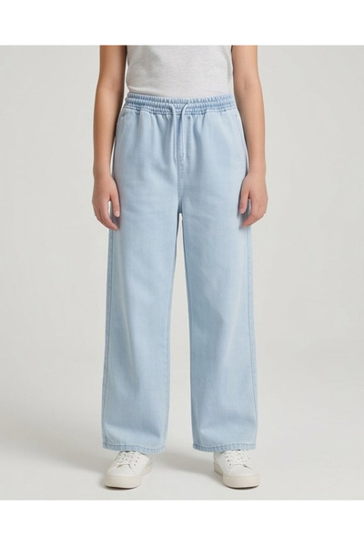 REDTAG Senior Girls Blue Wide Leg Jeans