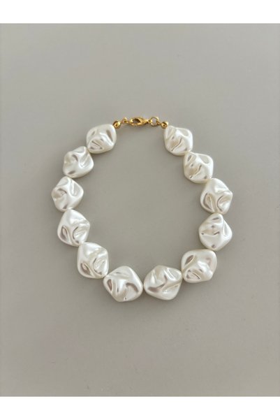 DİESMOONCO Baroque Pearl Anklet with Gold Clip Handmade Foot Bracelet