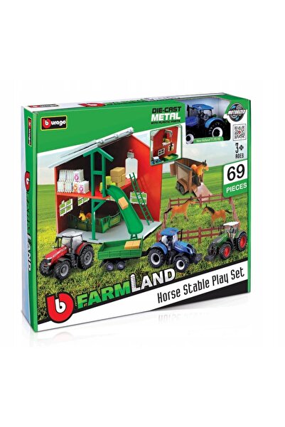 Bburago Junior Set de joc pentru copii: Tractor metalic, set de ferme, BBURAG...