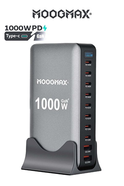 MOOGMAX 1000W charging station with multiple ports. charger type c features a...