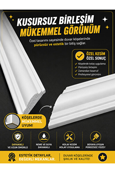 AKWALL DUVAR ÜRÜNLERİ DEKORATİF BOYANABİLİR (4 CM) POLİÜRETAN DUVAR ÇITASI