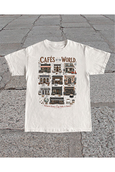 Grafftee Clothing Cafes of World Printed Unisex Oversize T-Shirt
