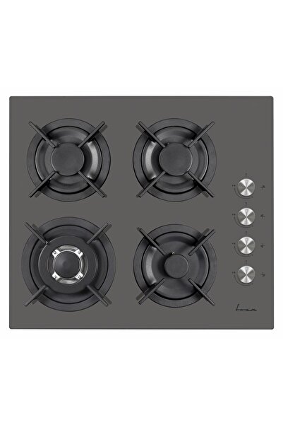 FRAM Plită încorporabilă pe gaz de 59cm, 4 arzătoare, arzător wok, sticlă gri