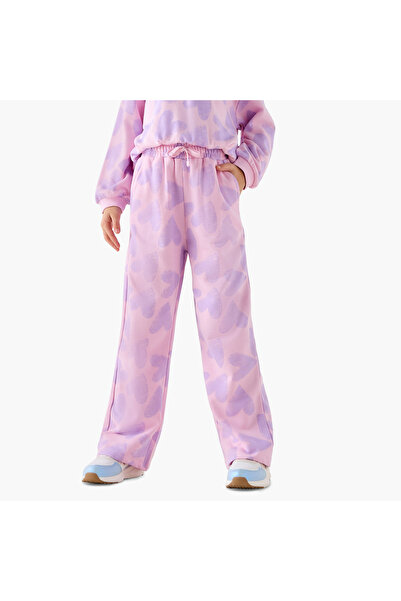 Juniors Girls Track Pants with Heart Print - Cotton - Elasticated Drawstring