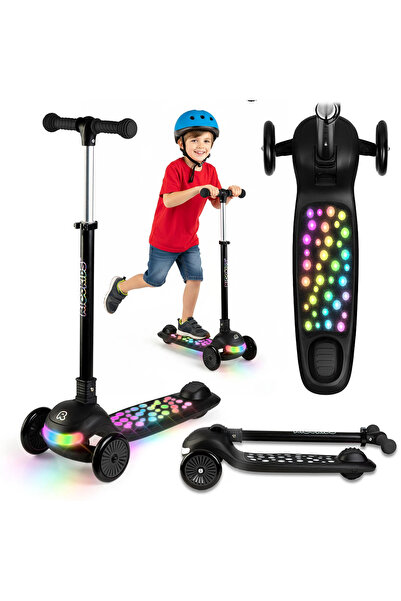 Ricokids Trotinetă echilibrată cu LED-uri și trei roți Glowi pentru copii - N...