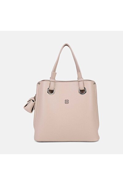 Desa Women's Beige Mini Handbag with Charm Accessories