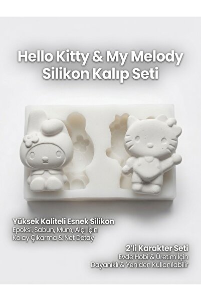 HobiCraft Market Silikon Kalıp Seti - Hello Kitty ve My Melody Figür Kalıplar...