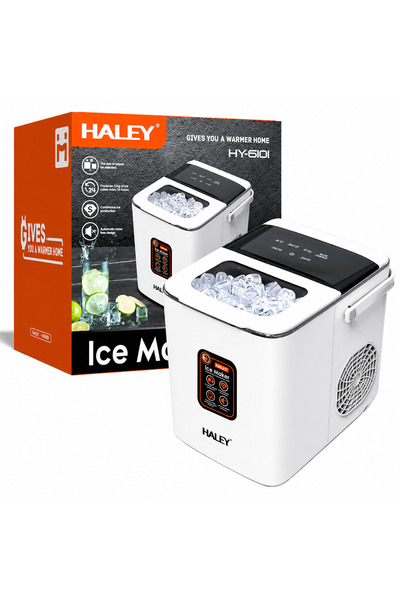 HALEY Mașină de Gheață HY-6101, 100W, 12 Kg/24h, 9 Cuburi/Ciclu, Rezervor 1.8L