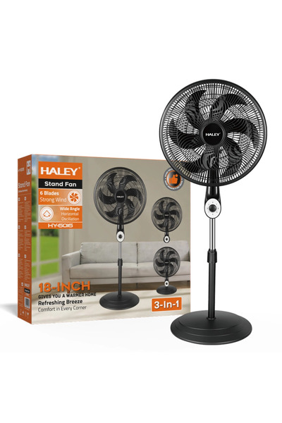 HALEY Ventilator cu Picior HY-6016, 18 Inch, 6 Pale, 3 în 1 , 3 Trepte de Vit...