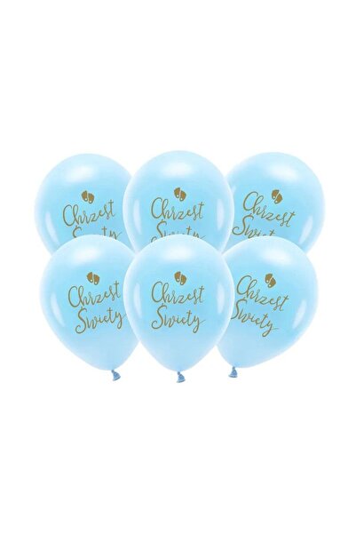 Partydeco Balon 33 cm, Botez, albastru (1 pachet / 6 buc.)