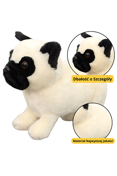LeanToys Jucărie de pluș, câine Pug alb, 19cm
