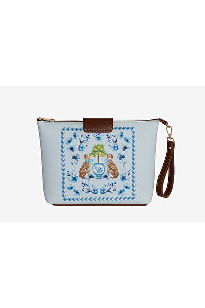CHIARA ALESSI Tiger AÇIK MAVİ Suni Deri Clutch&Portföy Çanta 30X21 Cm