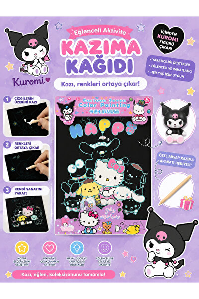 Pembe Yayınevi Rainbow Sihirli Gökkuşağı Kazımalı Kağıt - Siyah Kağıt - Kurom...