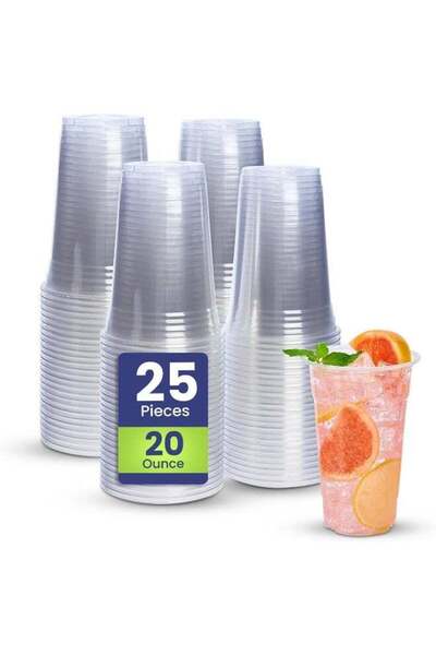 Generic SNH 25 Pieces 20 Oz Juice Cup Clear Strong Disposable Plastic Cups