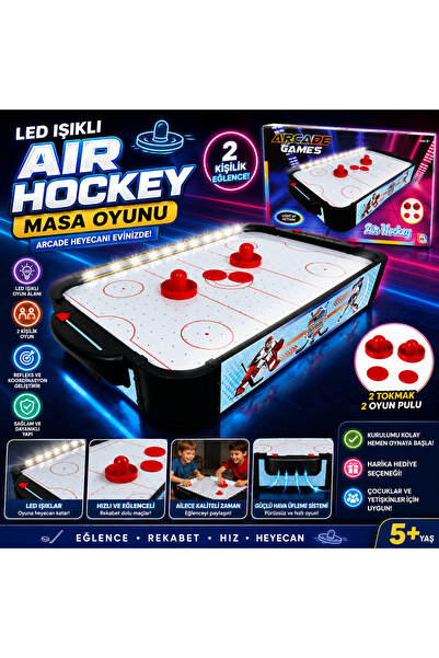 Cici Oyuncak LED Işıklı Masaüstü Air Hockey Oyunu 50x30 cm – 2 Kişilik Hava H...