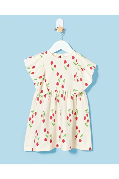 REDTAG Infant Girls White Printed Dress