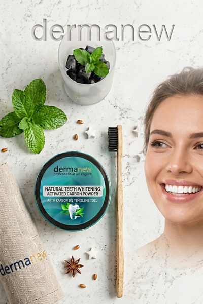 dermanew Natural Teeth Whitening Aktif Karbon Diş Temizleme Tozu ile Bembeyaz Gülüşler!