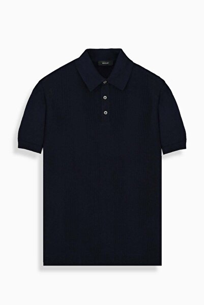 Sarar Polo Yaka Triko Lacivert Tişört-Lacivert - 3XL
