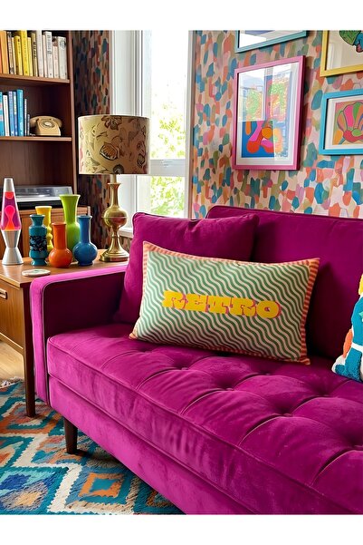 RahanDesign Husă de pernă decorativă din piele întoarsă, cu text retro, cu do...