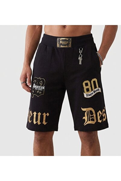 BeHill Be Hill Siyah Gold Baskılı Sweat Şort