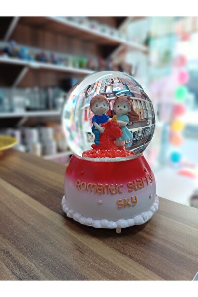 BlcBoutique Kalpli Kar Küresi Sevgiliye Hediye Dekoratif Gece Lambası